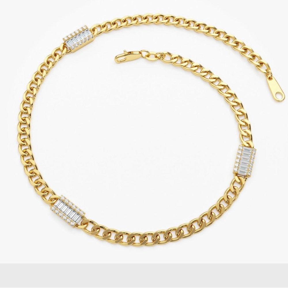 Ferkos Fine Jewelry diamond station Cuban link bracelet 6.25 inches